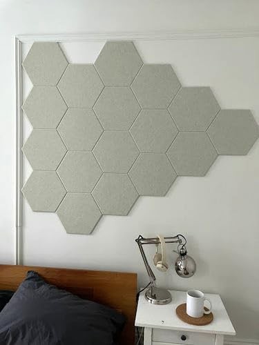 DECORITA 12-Pack Hexagon Felt Board Tiles - Self-Adhesive Pinboard & Acoustic Pa