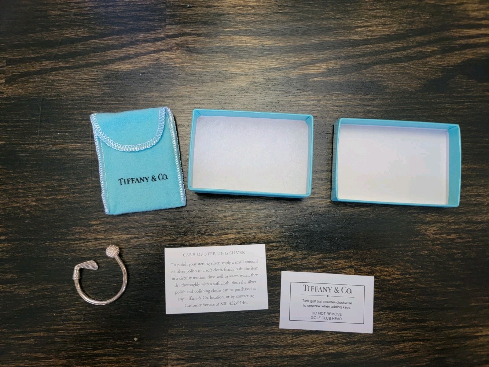 Tiffany & Co. Golf Club & Ball Sterling Silver .925 Keychain Key ring Key Holder