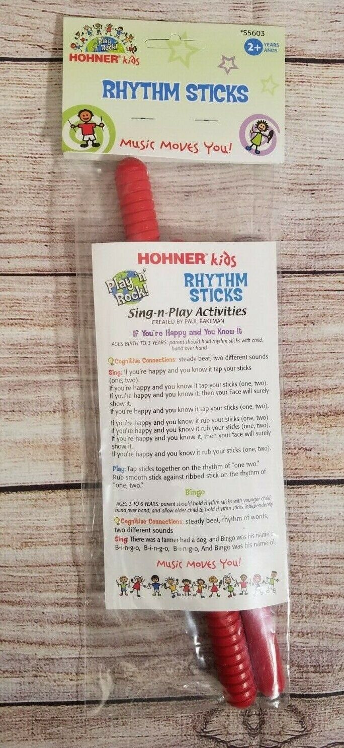 Hohner Kids Rhythm Sticks 1 Pair Wooden Musical Instrument Red New