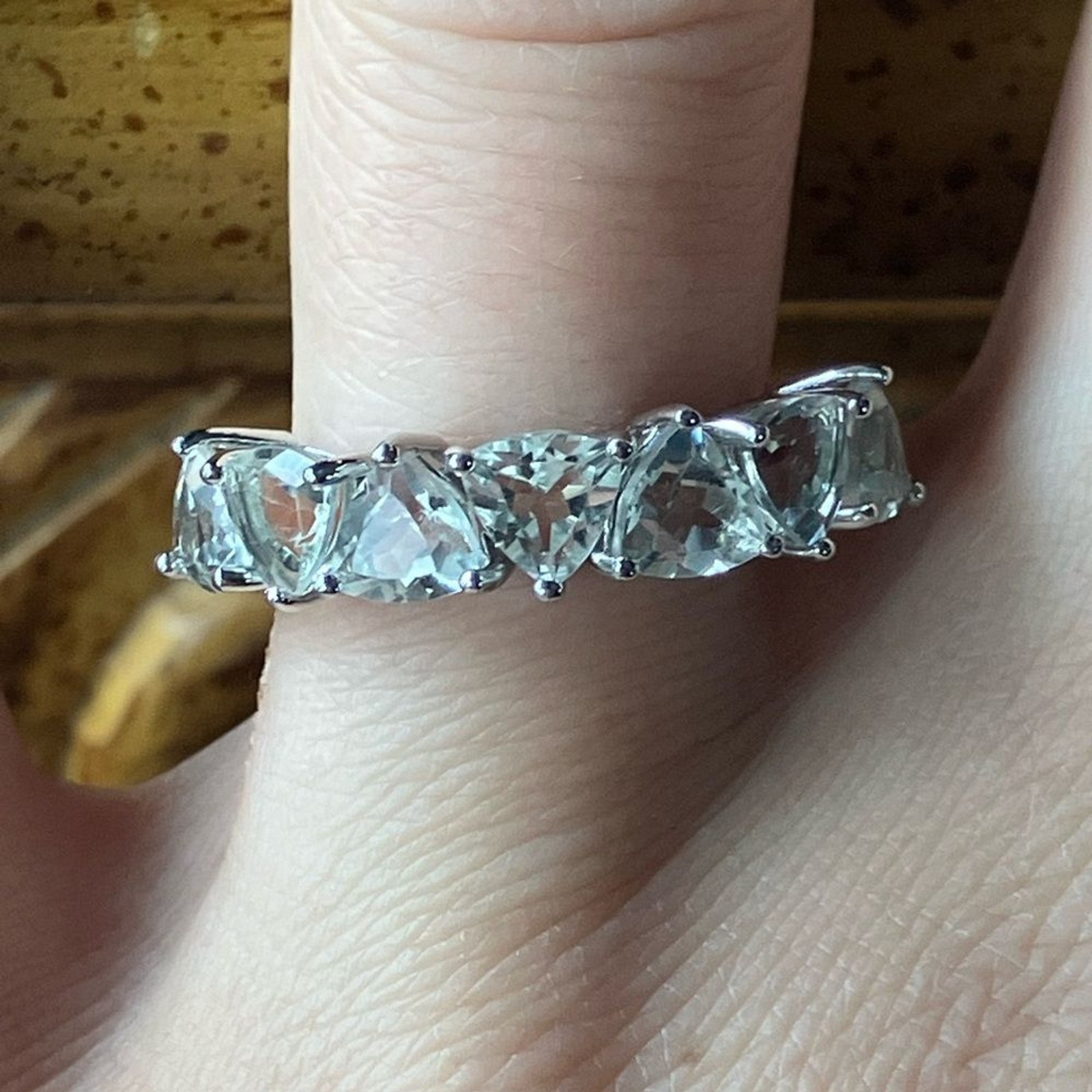 Natural Prasiolite Green Amethyst Sterling Silver Ring Size 8