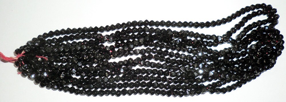 Black English Cut Beads 3.5mm Vintage Victorian Mourning 9 String Lot BB88-12A