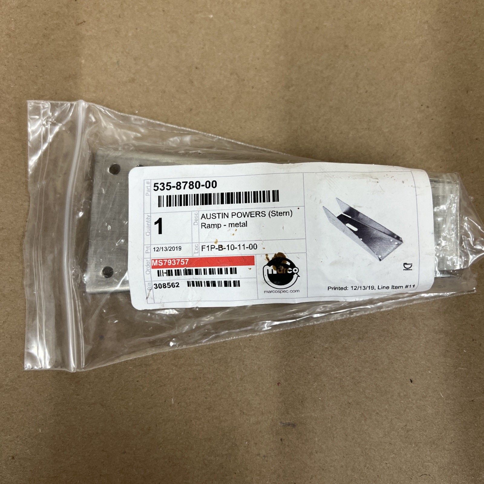 AUSTIN POWERS PINBALL (Stern) Ramp - Metal - 535-8780-00, NEW!