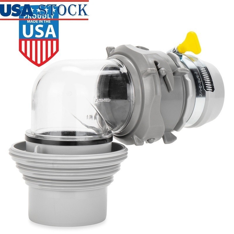 RV Sewer Hose Adapter 4-in-1 Elbow Kit Easy Connection Fast Dumping Gray New