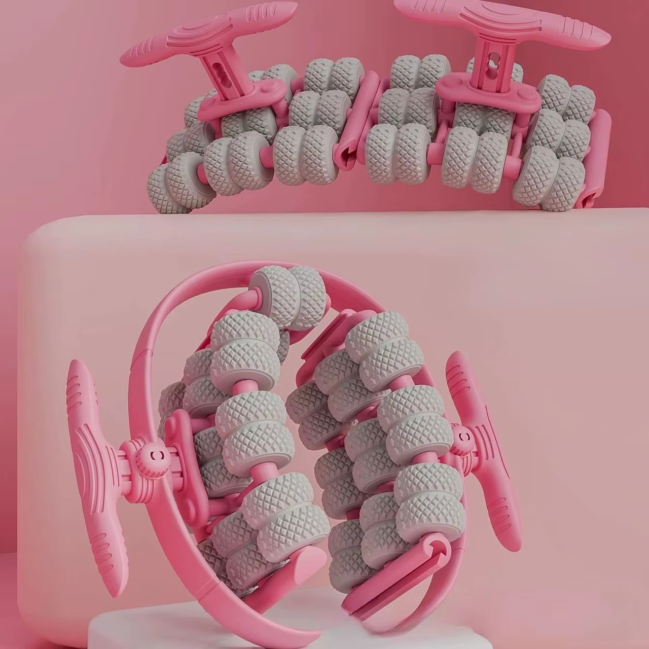 Ring Leg Massager with 14 Soft Rubber Rollers for Full Body Neck Shoulder Abdomi