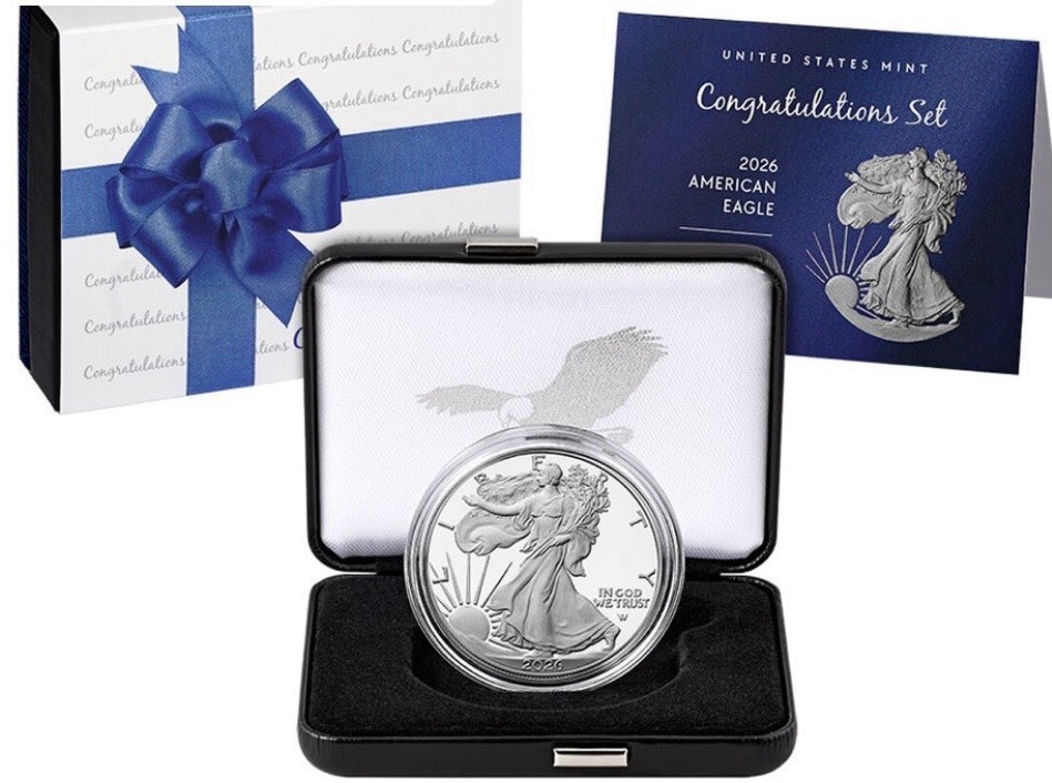 (2) 2026 P Congratulations Sets  American Eagle 1oz Silver Proof Coin IN HAND 
