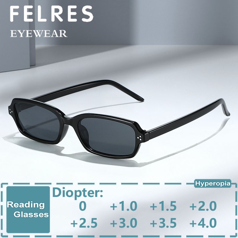 Square Frame Tinted Reading Glasses Men Women Outdoor Shade Presbyopic Glasses