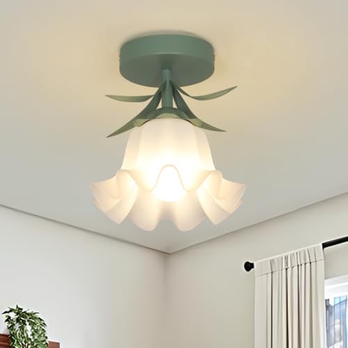 Flower Semi Flush Mount Ceiling Light Fixture, Vintage Lily-Of-The 1-Pack