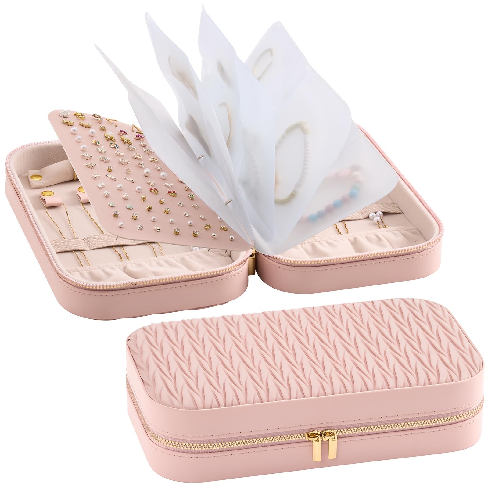 Large Jewelry Organizer, Jewelry Storage Case with Pocket, Earrings Necklaces...