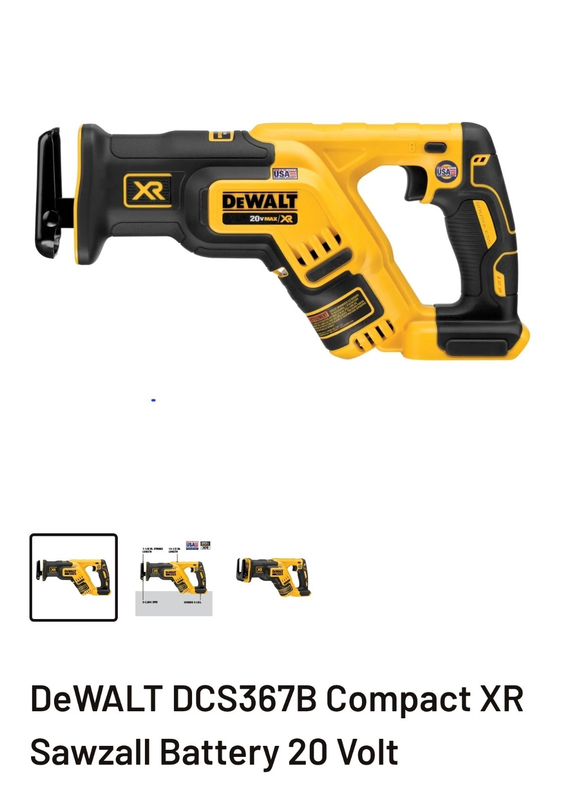NEW DeWALT XR 20V Max Brushless Cordless Reciprocating Saw DCS367 DCS367B