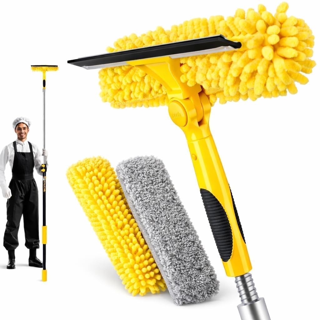 18FT High Reach Window Squeegee & Extension Pole 2-in-1 Window Washing Kit