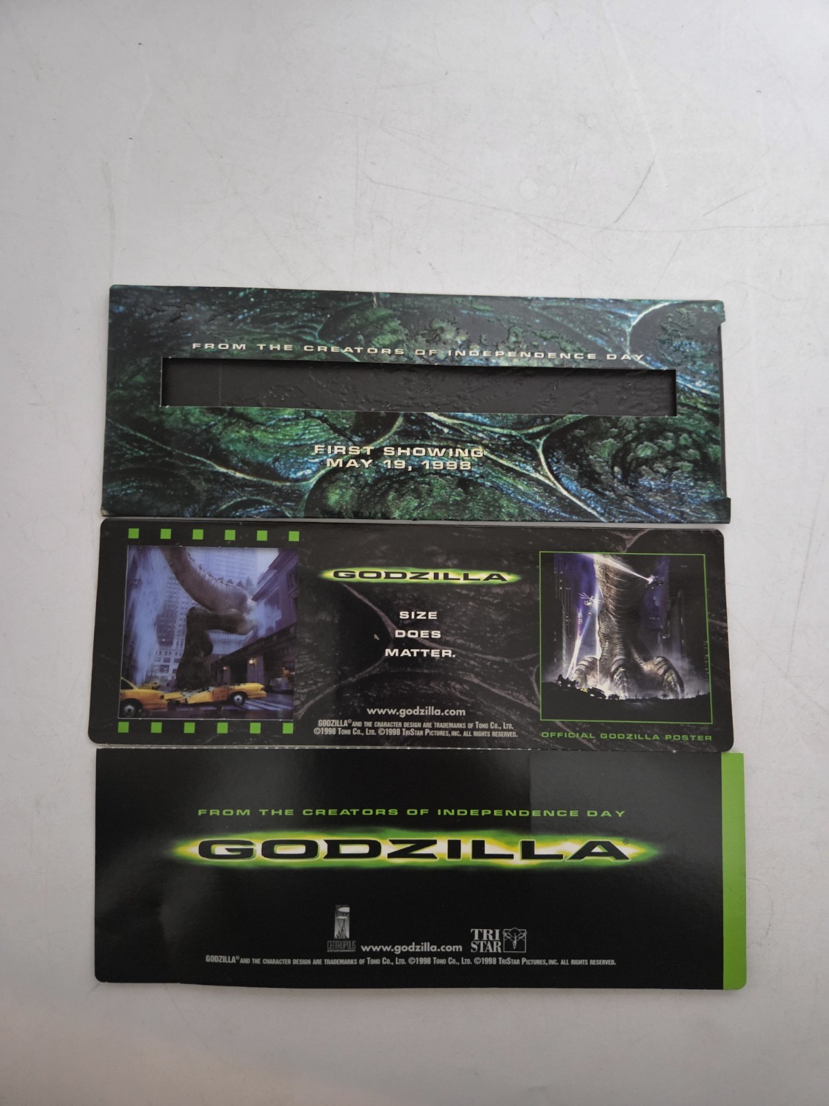 Godzilla First Showing Movie Tickets Limited Edition 1998