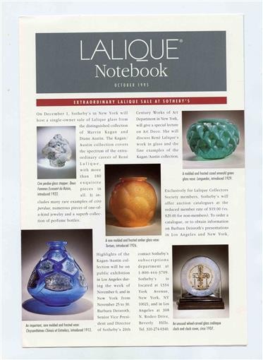 Lalique Notebook October 1995 Issue Sale Sothebys Flacon Vase Hommage Elephant