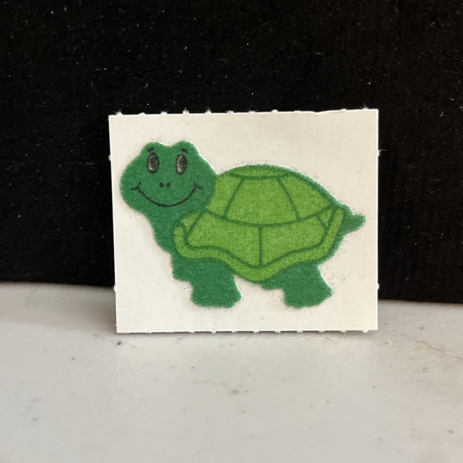 Vintage Expressions FUZZY Green TURTLE Sticker - Rare & HTF