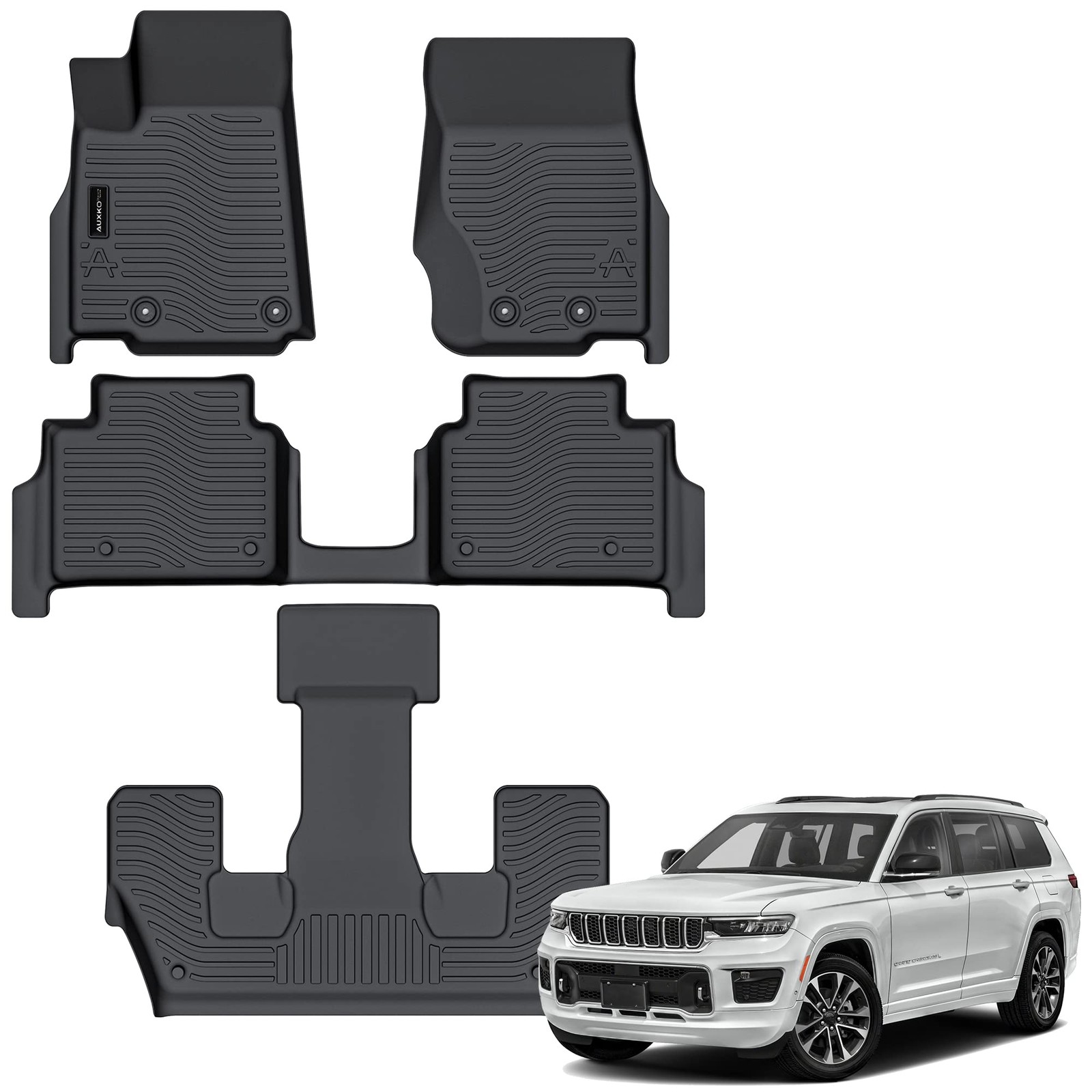 Floor Mats for Jeep Grand Cherokee L 6 Seat 2021-2026 Black TPE 2021-2025 Auxko