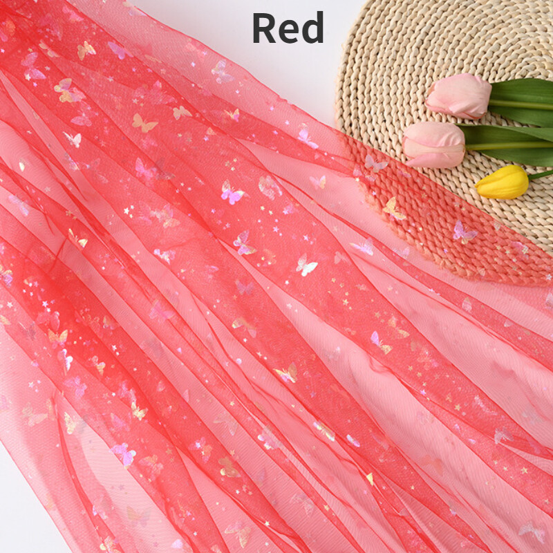 Mesh Tulle Fabric Shiny Butterfly Star Voile for Costume Background Wedding DIY