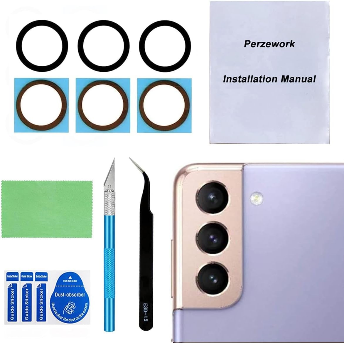 2 Set Back Rear Camera Lens Glass Replacement for Samsung Galaxy S21 and S21