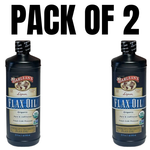 Barlean’s Organic Lignan Omega-3 Flaxseed Oil – Liquid – 32 oz – Pack OF 2