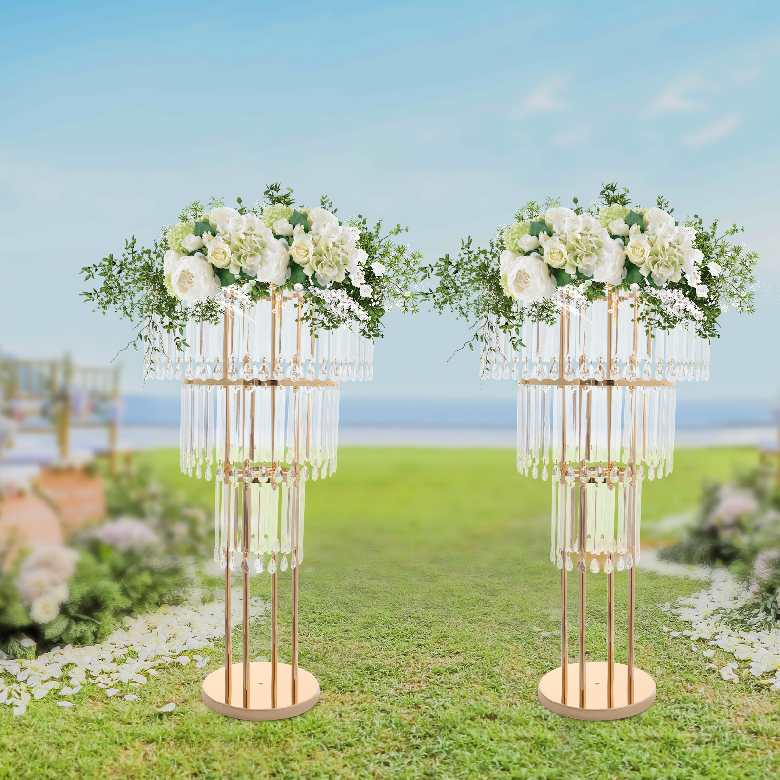3-Tier Flower Stand for Wedding, Crystal Flower Stand, Weddings Decoration