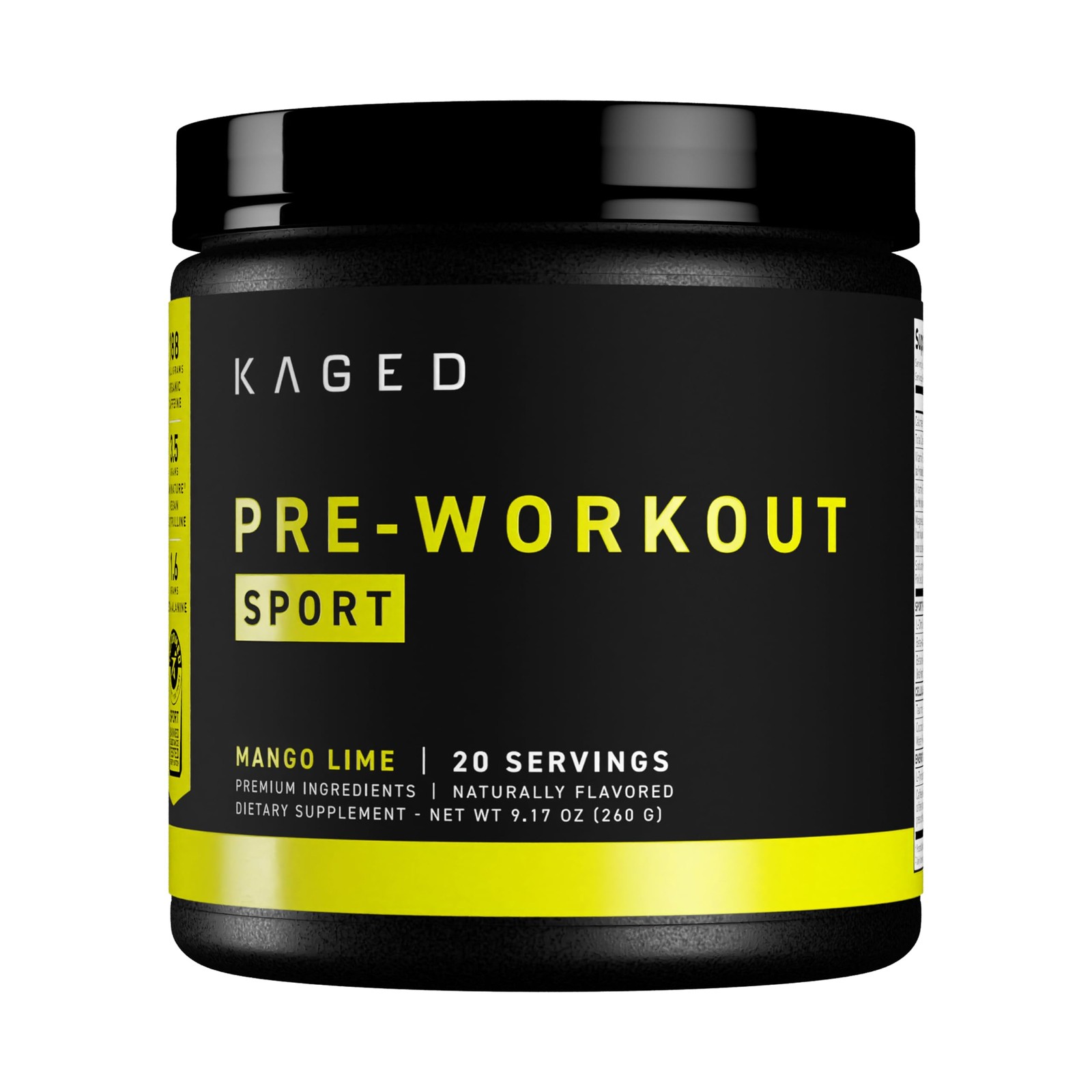 Sport Pre Workout Powder for Men & Women, Mango Lime, Sport Certified, 188mg ...