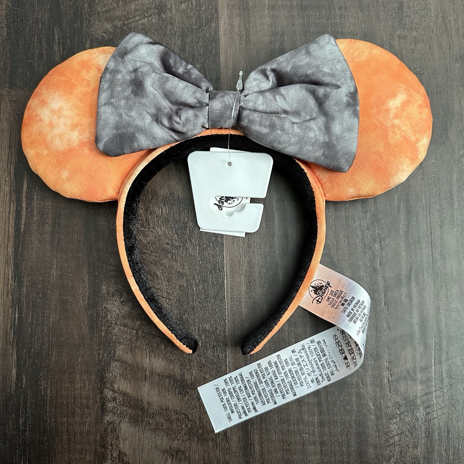 Disney Parks Halloween 2022 Orange & Black Tie Dye Minnie Ears Headband NWT NEW