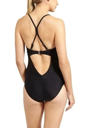 Old Navy Plus Black Cross Front Draped One Piece Swim Swimsuit NEW! 1X