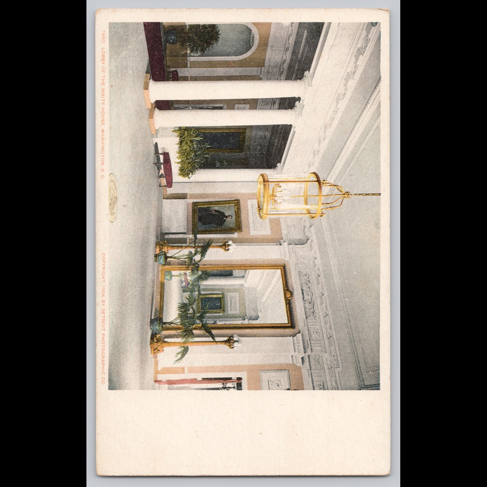 Antique Postcard Lobby of the White House Washington D.C. Architecture