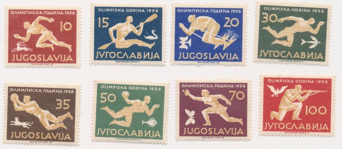 YUGOSLAVIA stamps 10 - 100 Dinara 1956 Olympic games MNH SCARCE !!! CV $170
