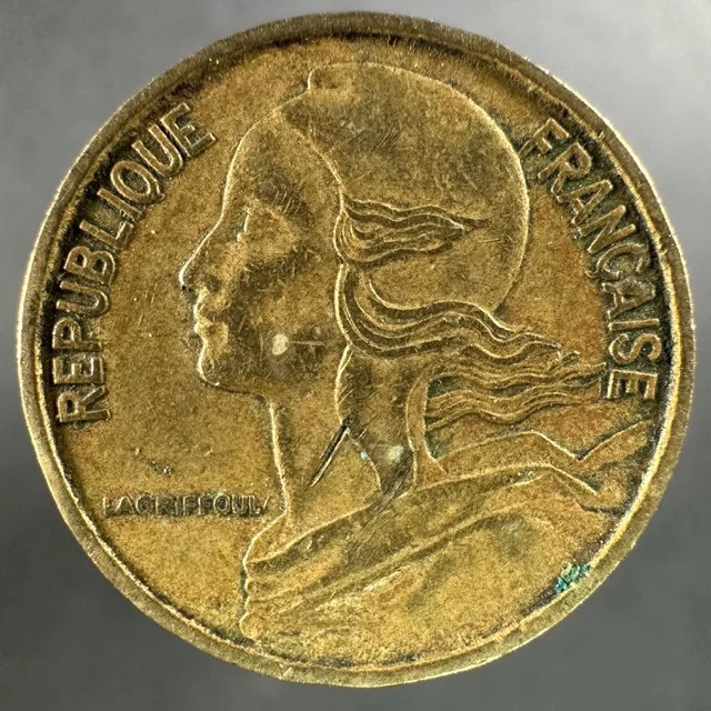 1968 France 5 Centimes – Well‑Worn Detail