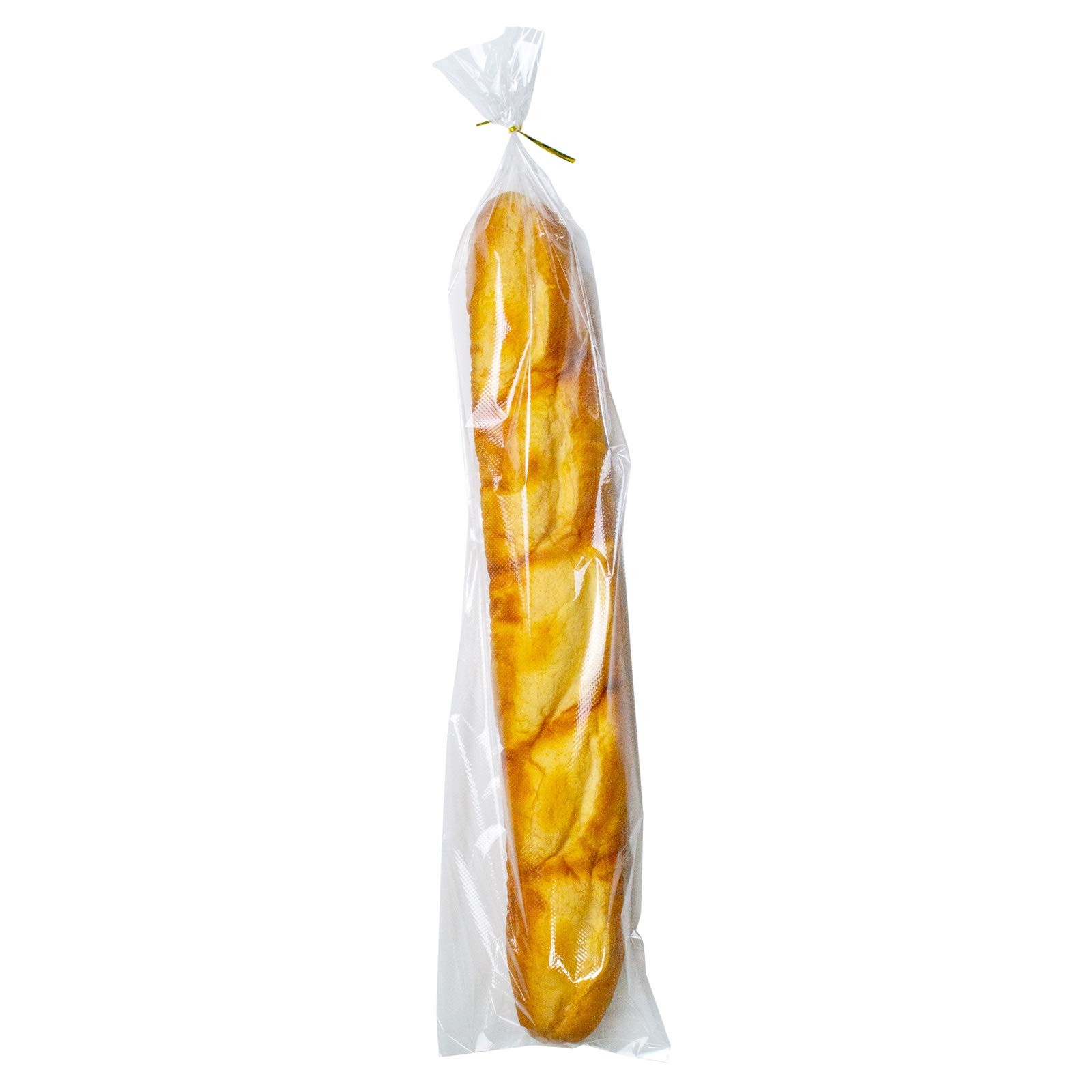6 X 28 Inch French Bread Bags, 100 Clear Plastic Baugette Long Bags with Free Tw