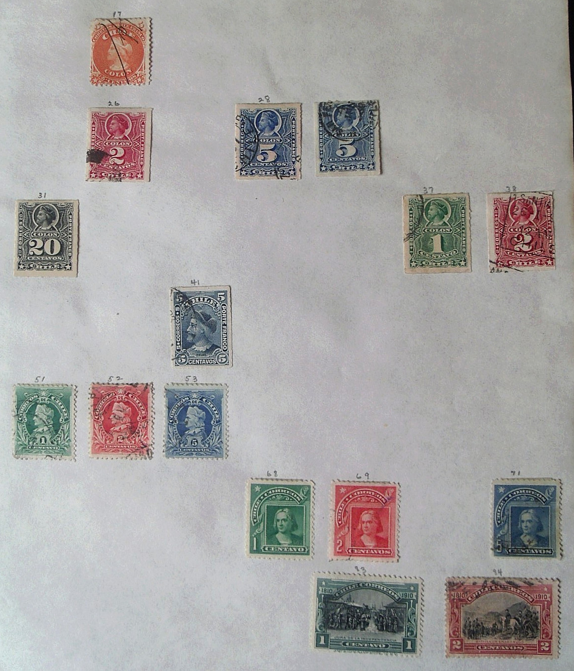 16 old Chile Stamps -  Lot#EF7