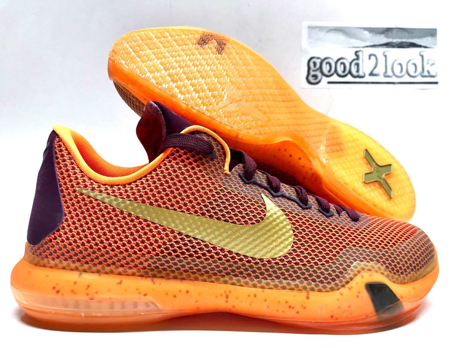 NIKE KOBE X (GS) GOLD/ORANGE SIZE 6.5Y/WOMEN 8 [726067-676] DEAD STOCK
