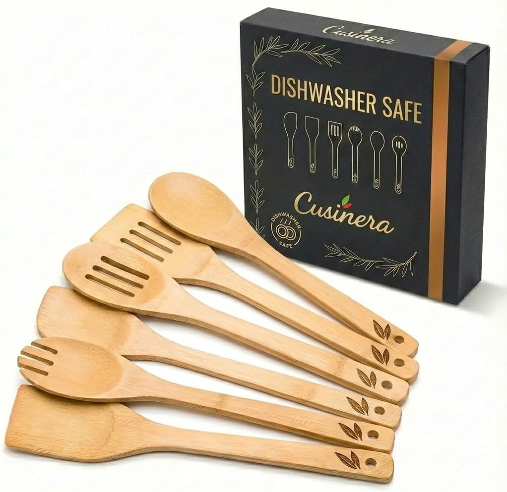 Dishwasher Safe Bamboo Wooden Spoons for Cooking 6-Piece – Kitchen Gadgets Woode