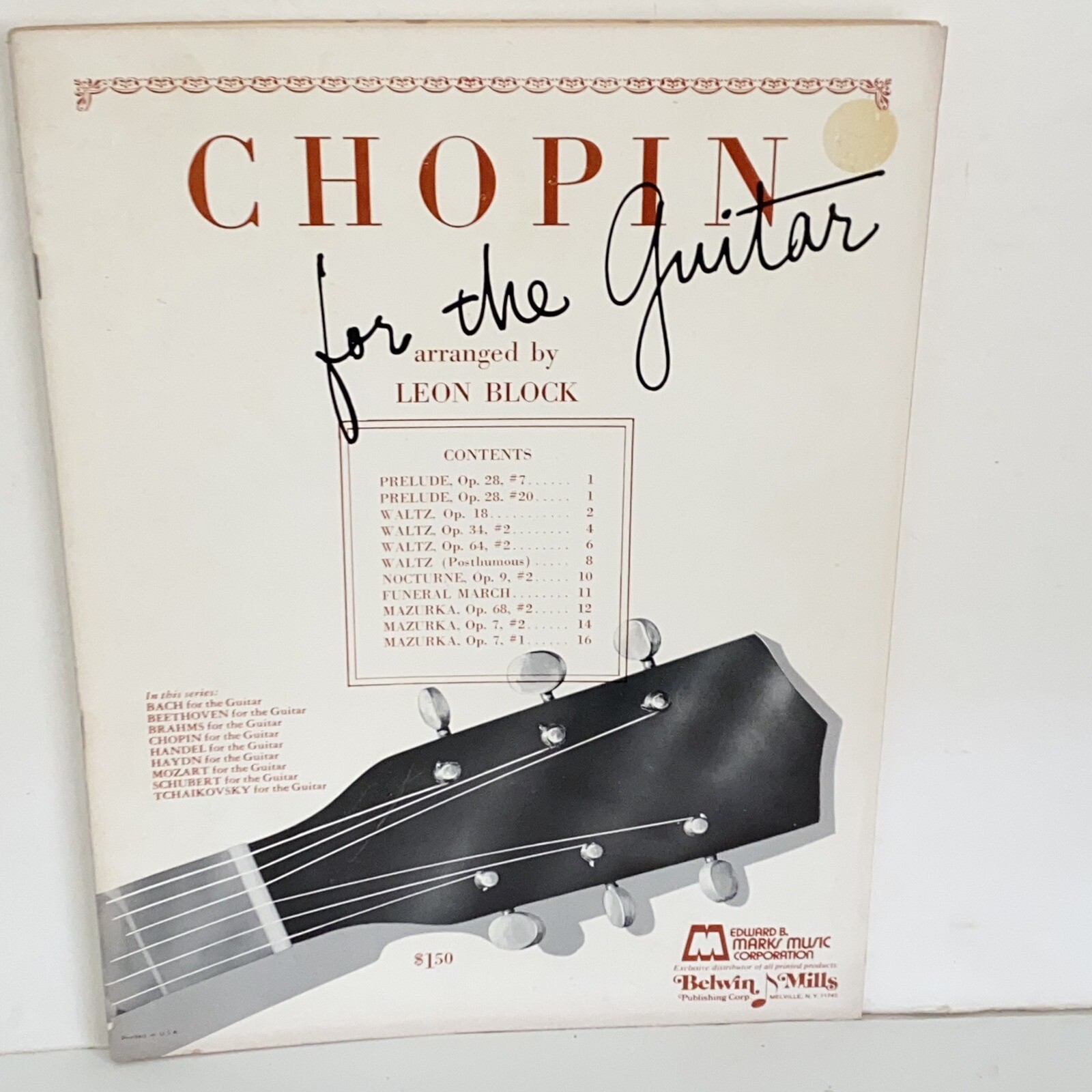 Vintage 1960 Chopin for the Guitar Sheet Music Song Book 16 Songs