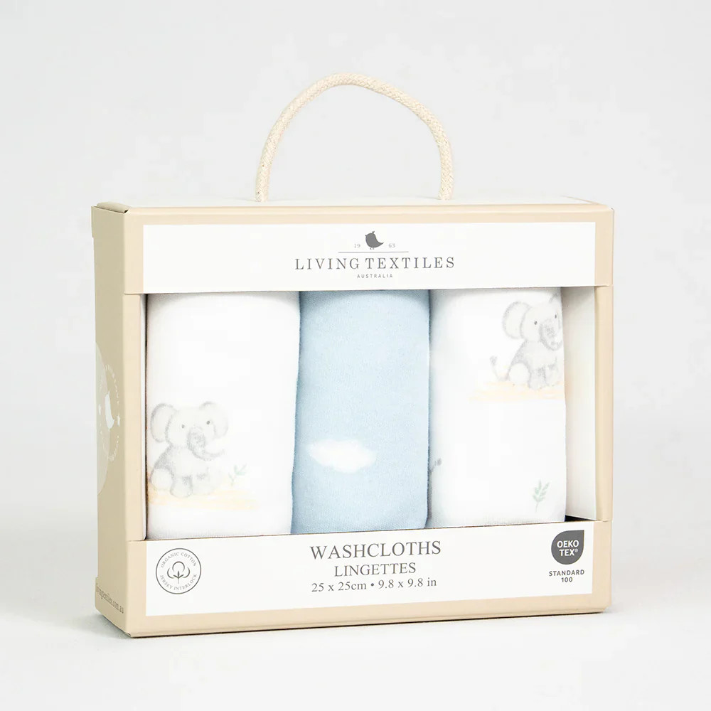 3 Pack Wash cloths - Elephant Playtime