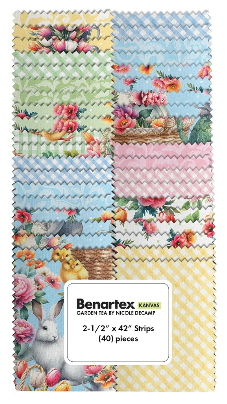 Benartex - Garden Tea 2.5" Strip-Pies by Nicole Decamp 40 pcs
