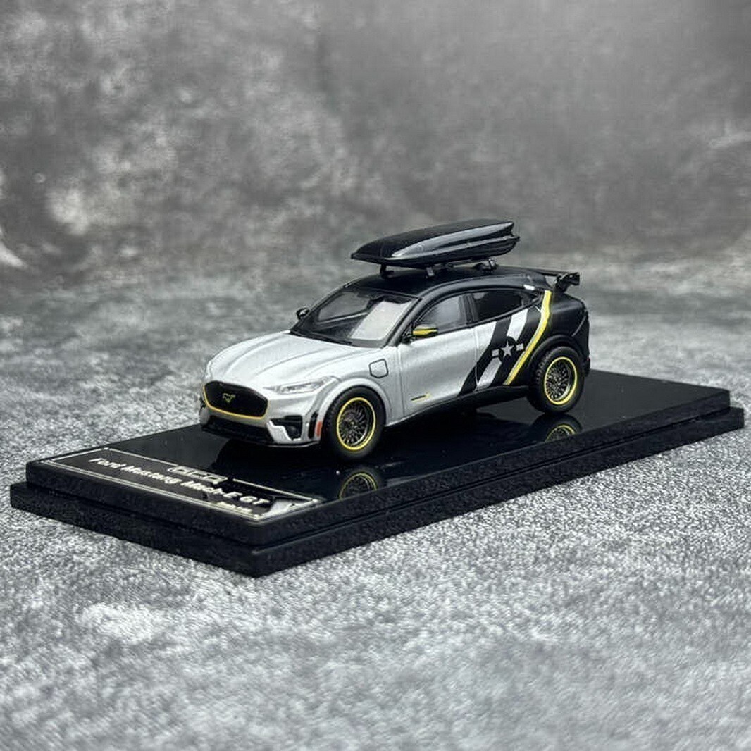 GCD 1/64 Scale Ford Mustang Mach-E SUV 2023 Silver/Black Diecast Car Model