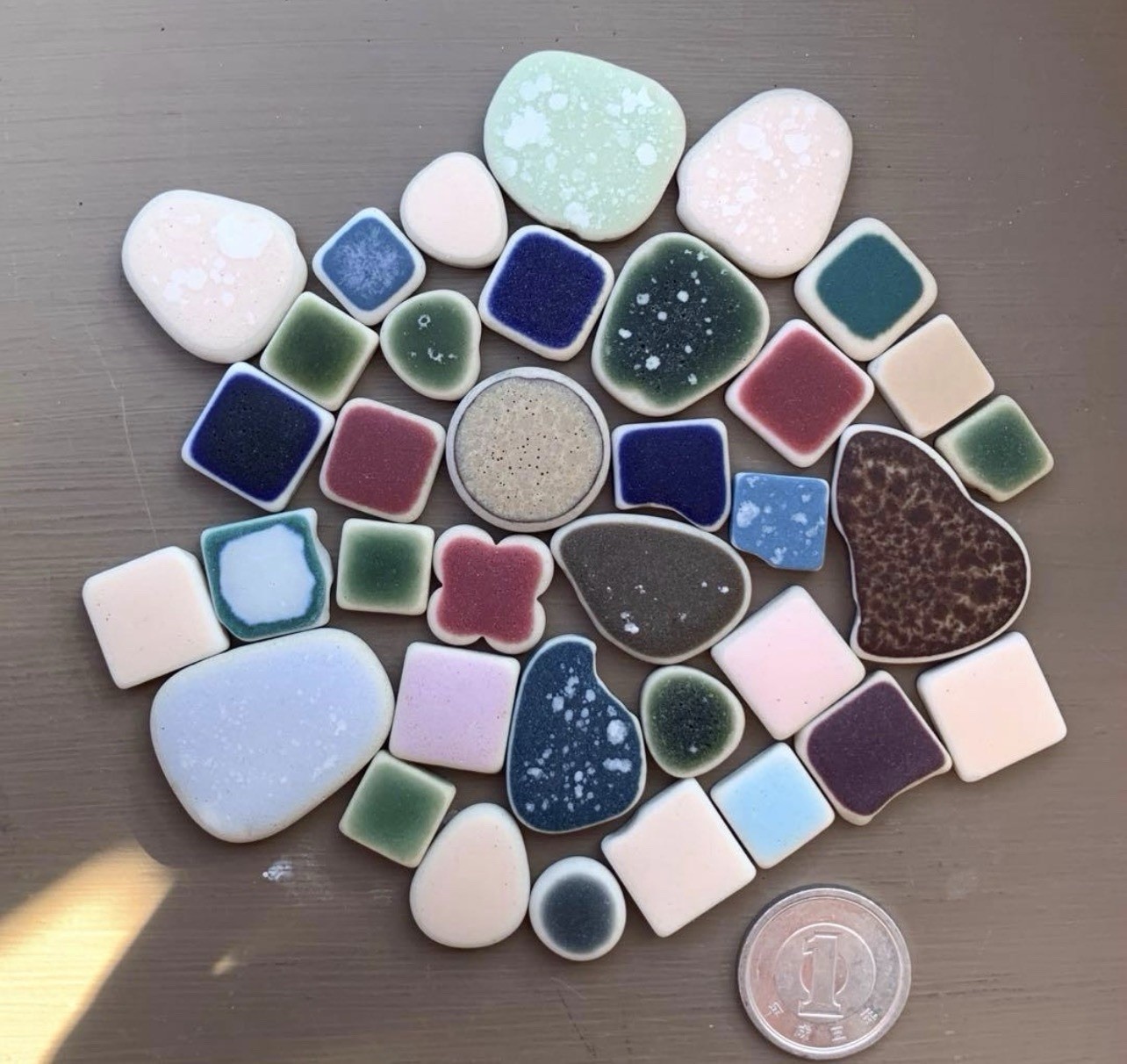 japanese sea glass Surf-Tumbled Various pottery Tile