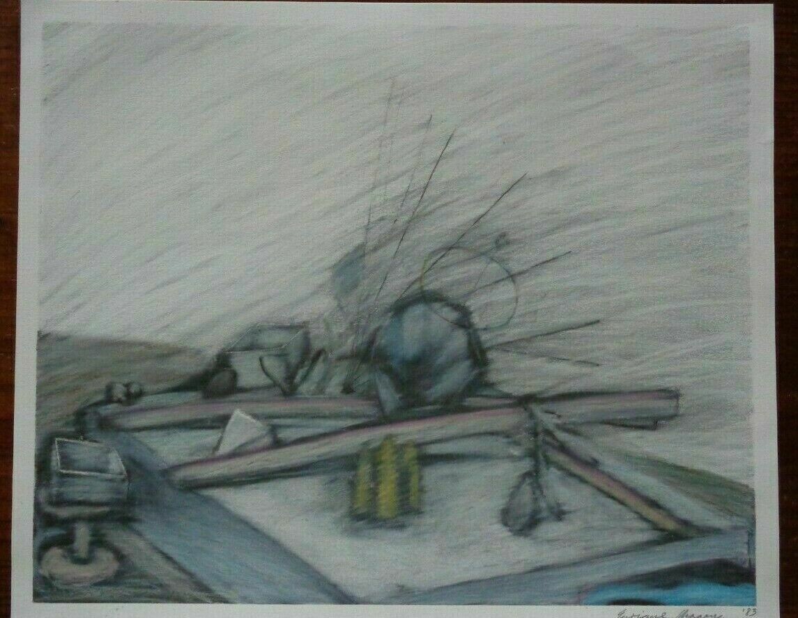 SAN FRANCISCO CALIFORNIA ARTIST W/ LABEL ENRIQUE CHAGOYA MIXED MEDIA ON PAPER