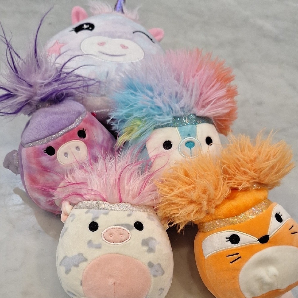 Lot of 5 Stuffed Animal 4 Qty Squishmallows 1 No Brand Unicorn
