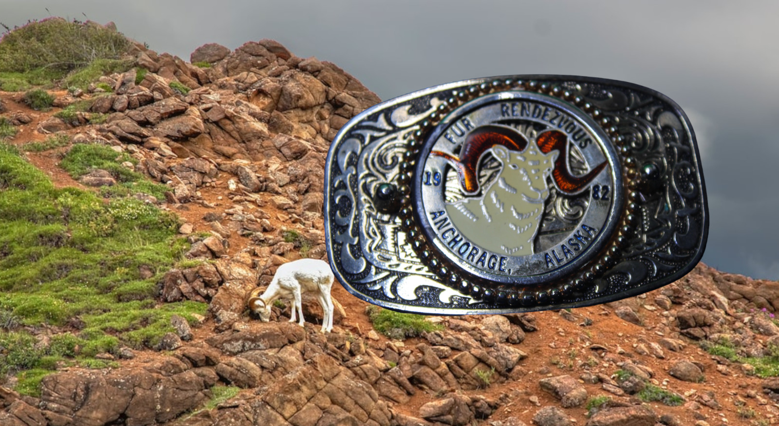 Vintage 1982 Fur Rendezvous Buckle Anchorage Alaska Sheep Rondy Collectible 80s