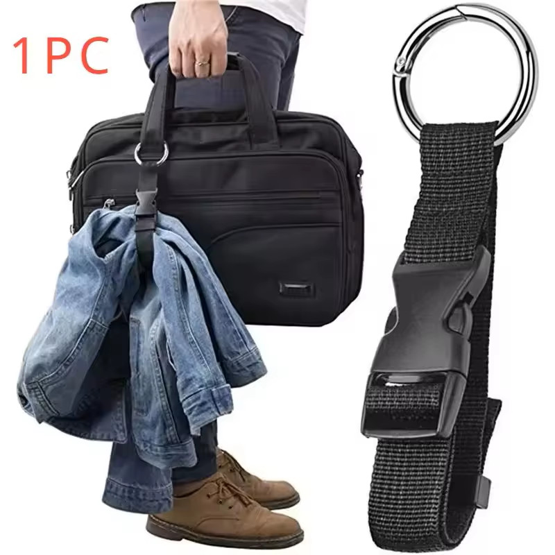 Holiday Travel Portable Black Nylon Suitcase Hanging Bag with Zinc Alloy Hiking 