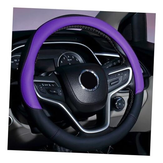  Steering Wheel Cover, Soft Leather Premium Durable Elastic Auto Wheel Purple
