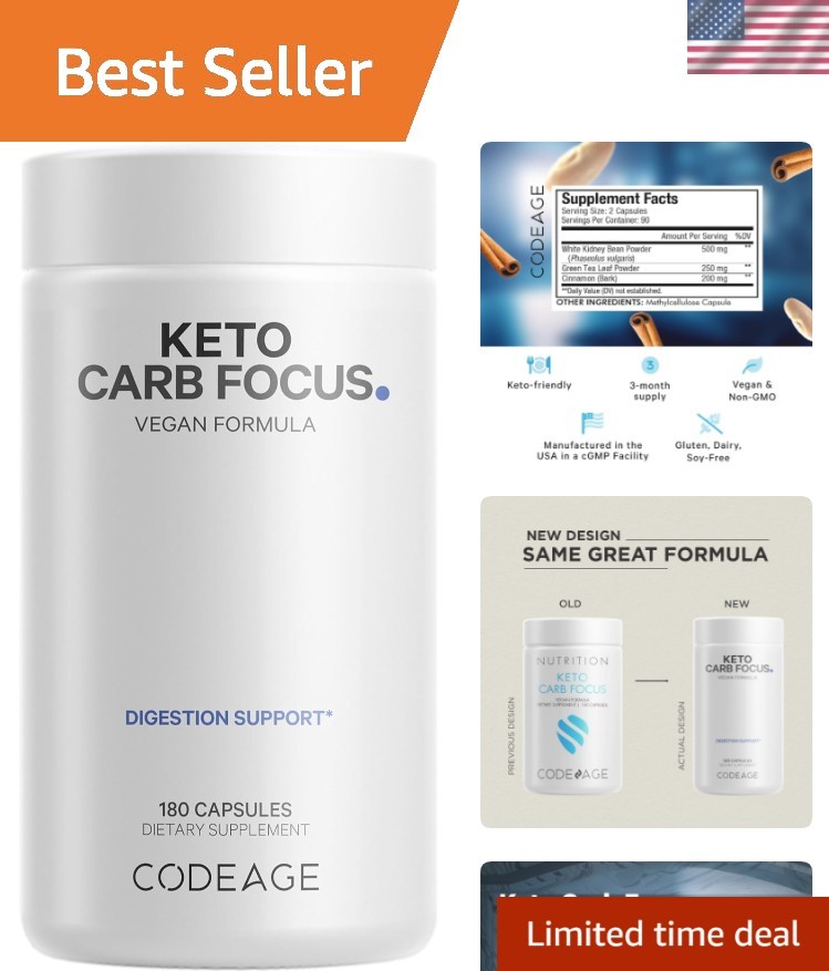 Keto Carb, White Kidney Bean, Green Tea & Cinnamon Bark Supplement, Triple Ac...