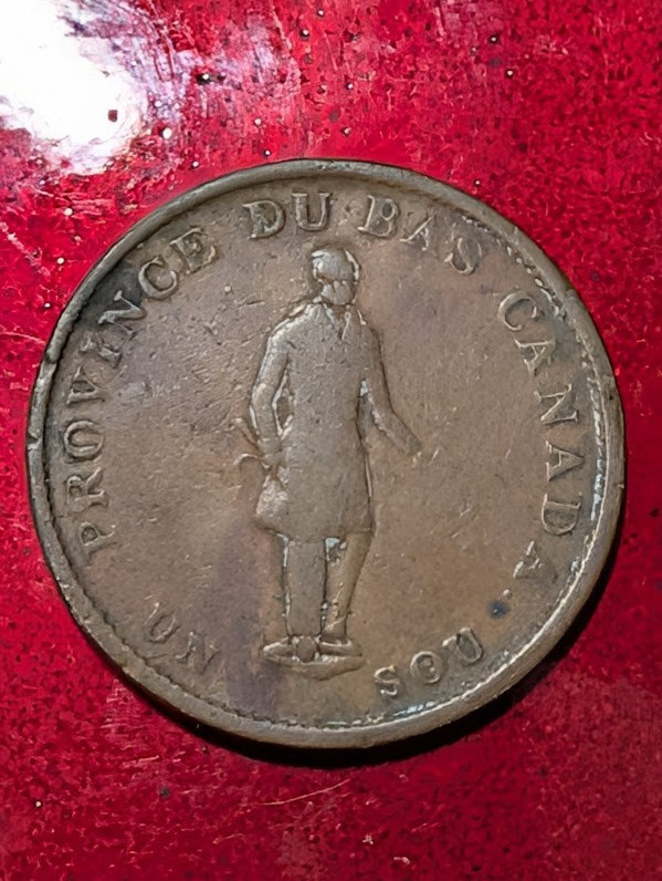 1837 HALFPENNY half penny Province Du Bas Lower Canada Un Sou Bank Token #875