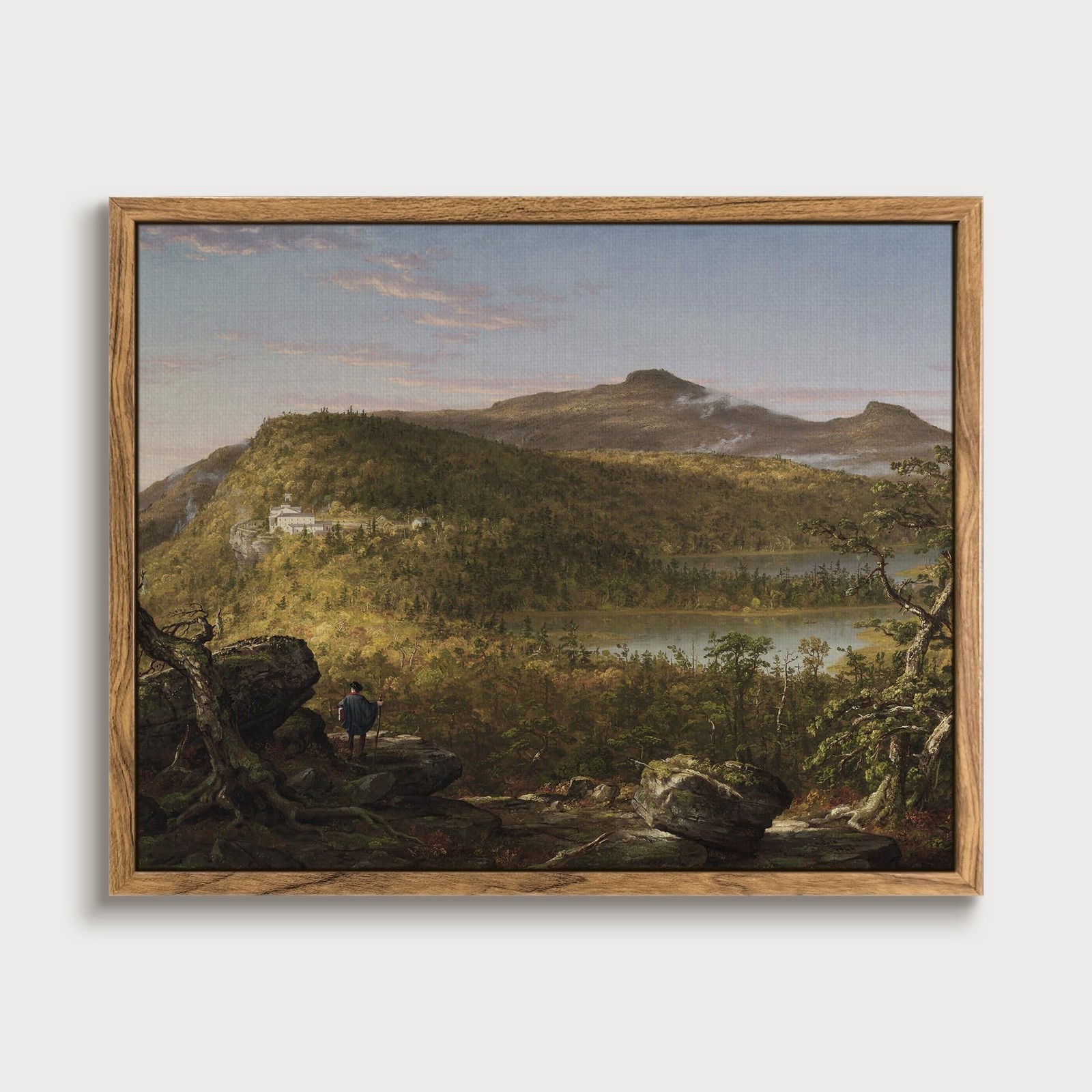 AllBlue Framed Canvas Vintage Wall Art, Lakes and Mountain Retro Fall Wall Ar...