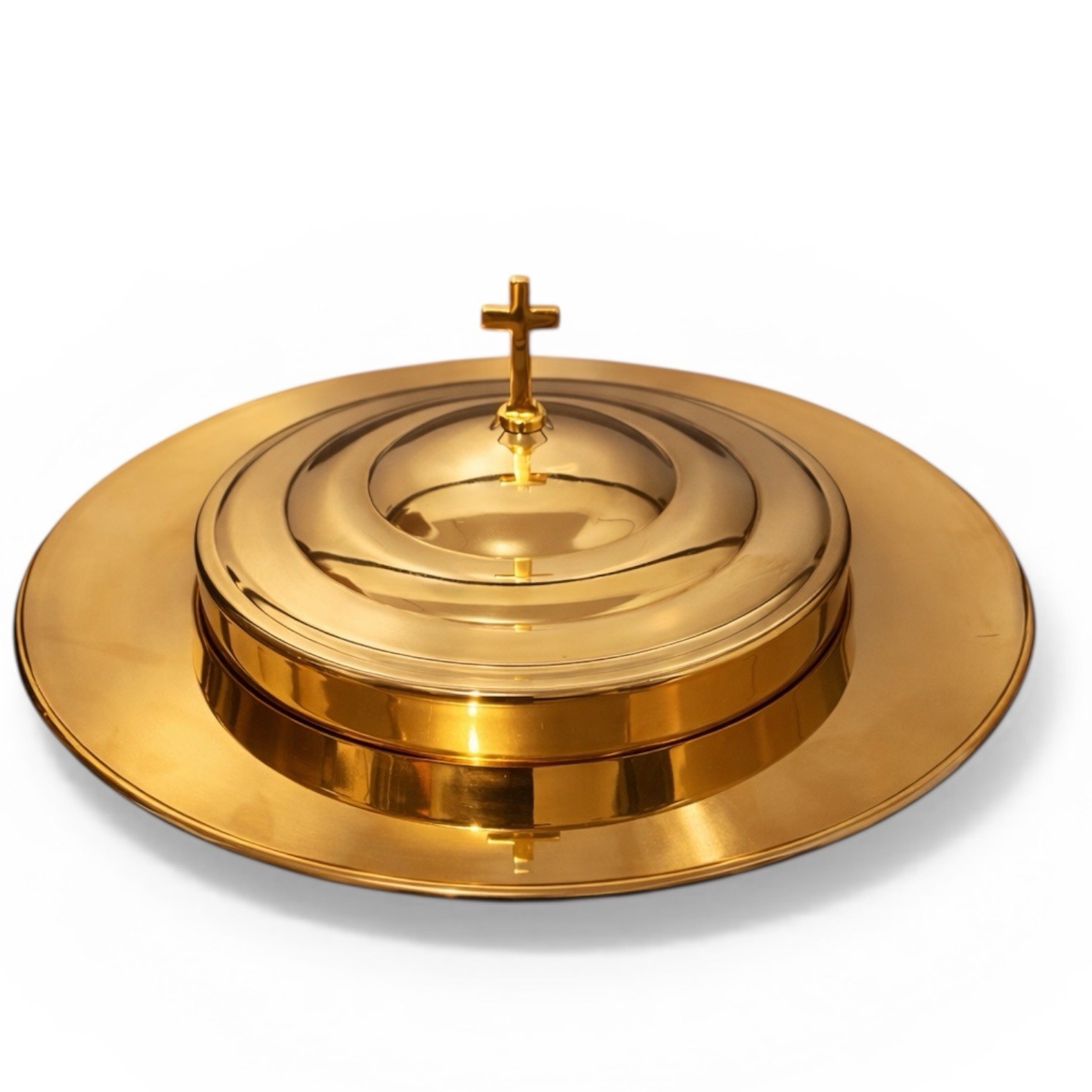 Holy Communion Serving Cup Tray with Cover,  Brass Color