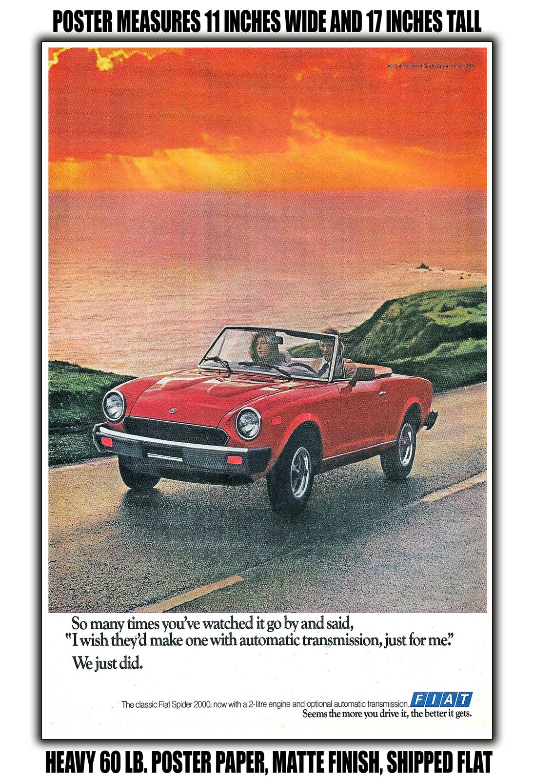 1979 Fiat Spider 2000 with Automatic Transmission - 11x17 Poster