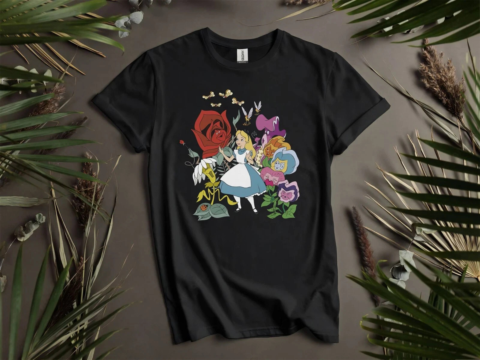 ALICE IN WONDERLAND DISNEY BLACK T SHIRT UNISEX STYLE