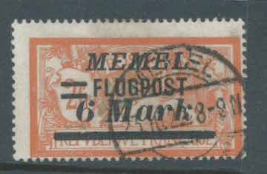 MEMEL 1922 SG123 6m on 2f Orange & Blue-Green Overprint OC Fine Used Cat £26
