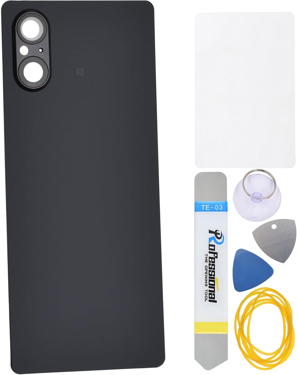 Black Back Housing with Rear Camera Metal Bezel and Glass Lens with Pre Cut